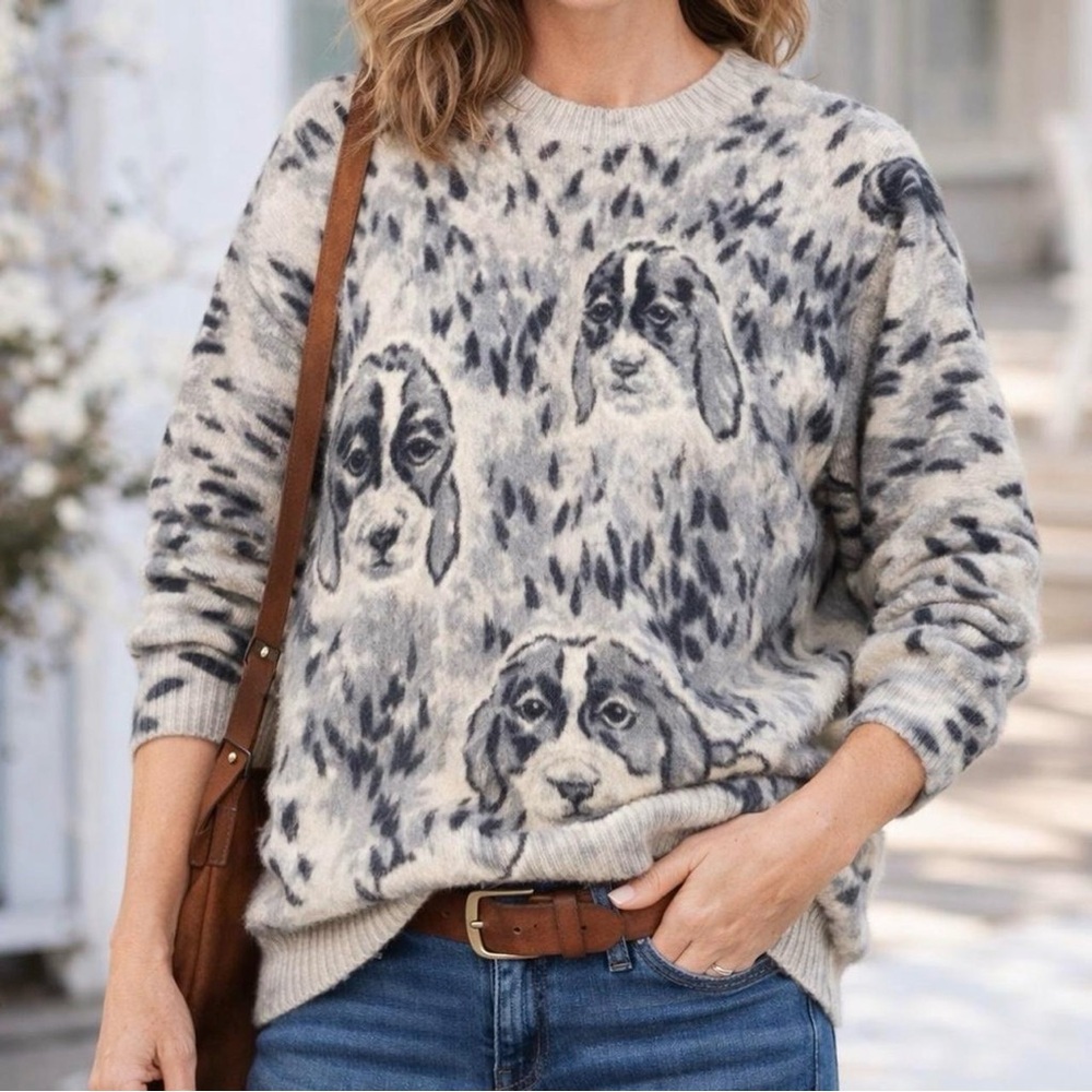 United Progress women’s vintage‎ dog lover long sleeve sweater